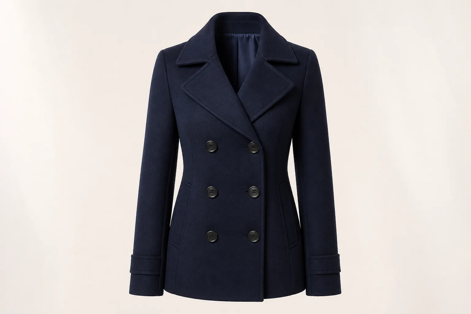 Navy peacoat with anchor buttons