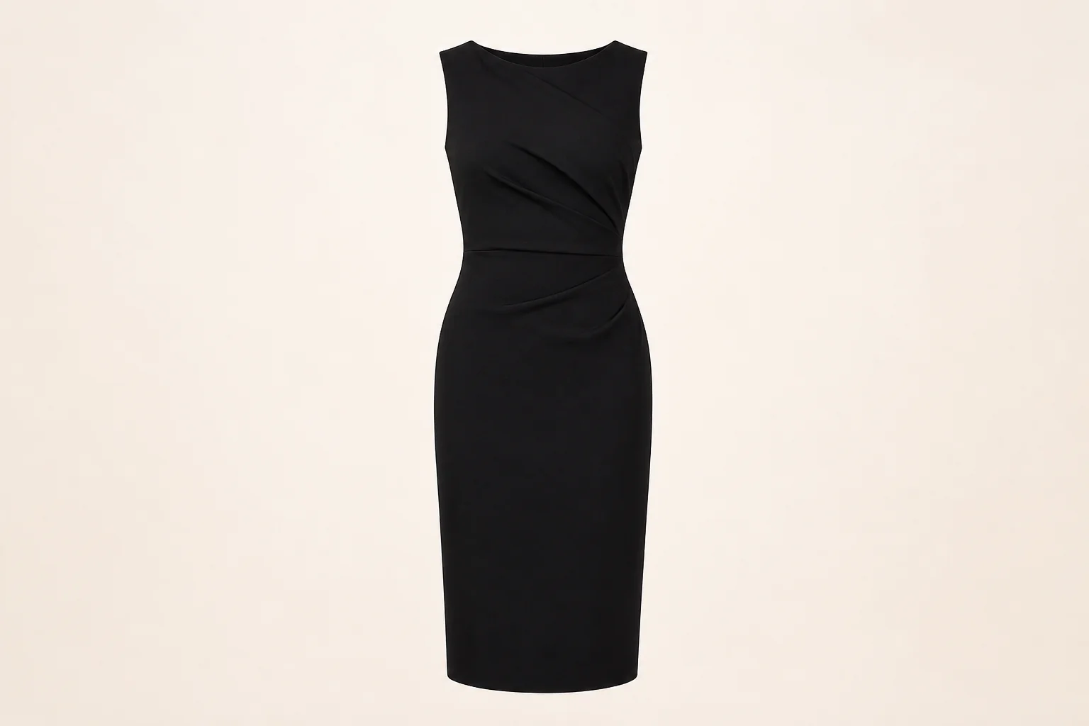 Black sheath midi dress on mannequin