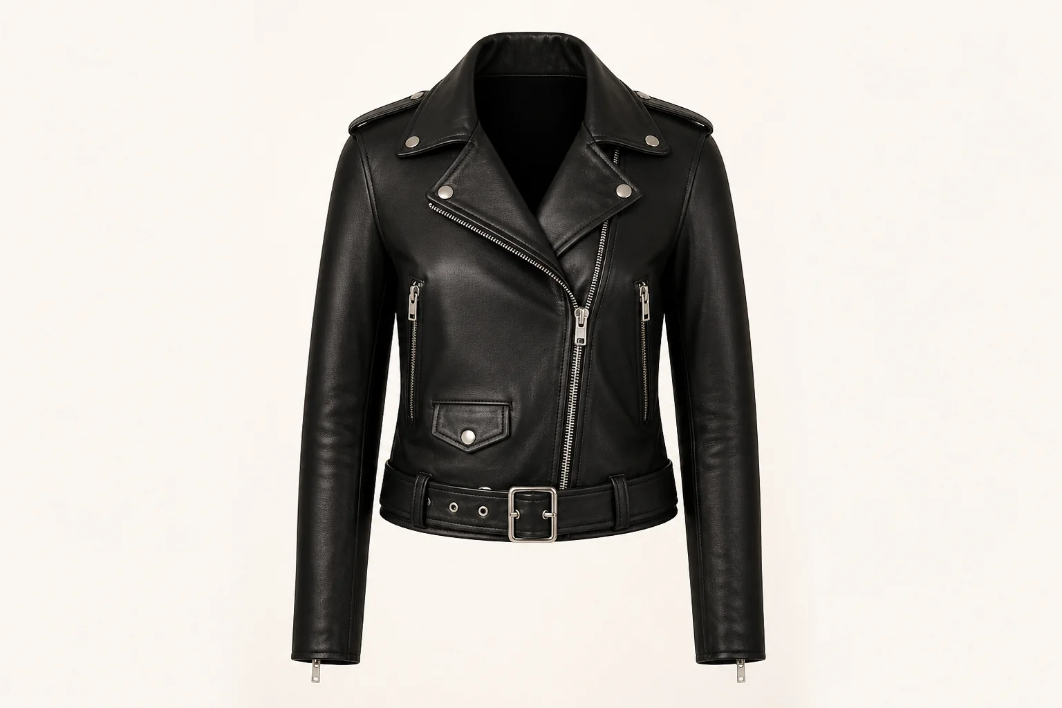 Black leather moto jacket