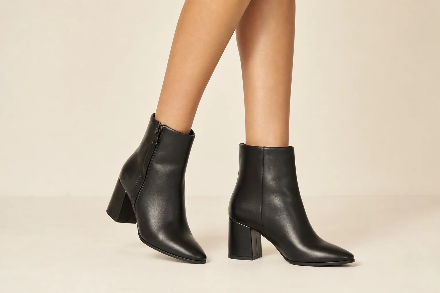 Black leather ankle boots