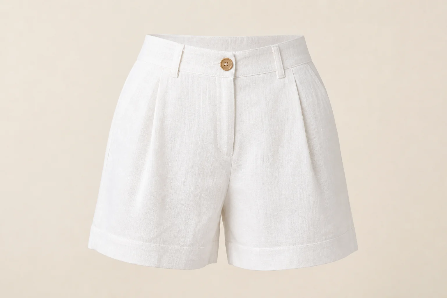 White linen shorts