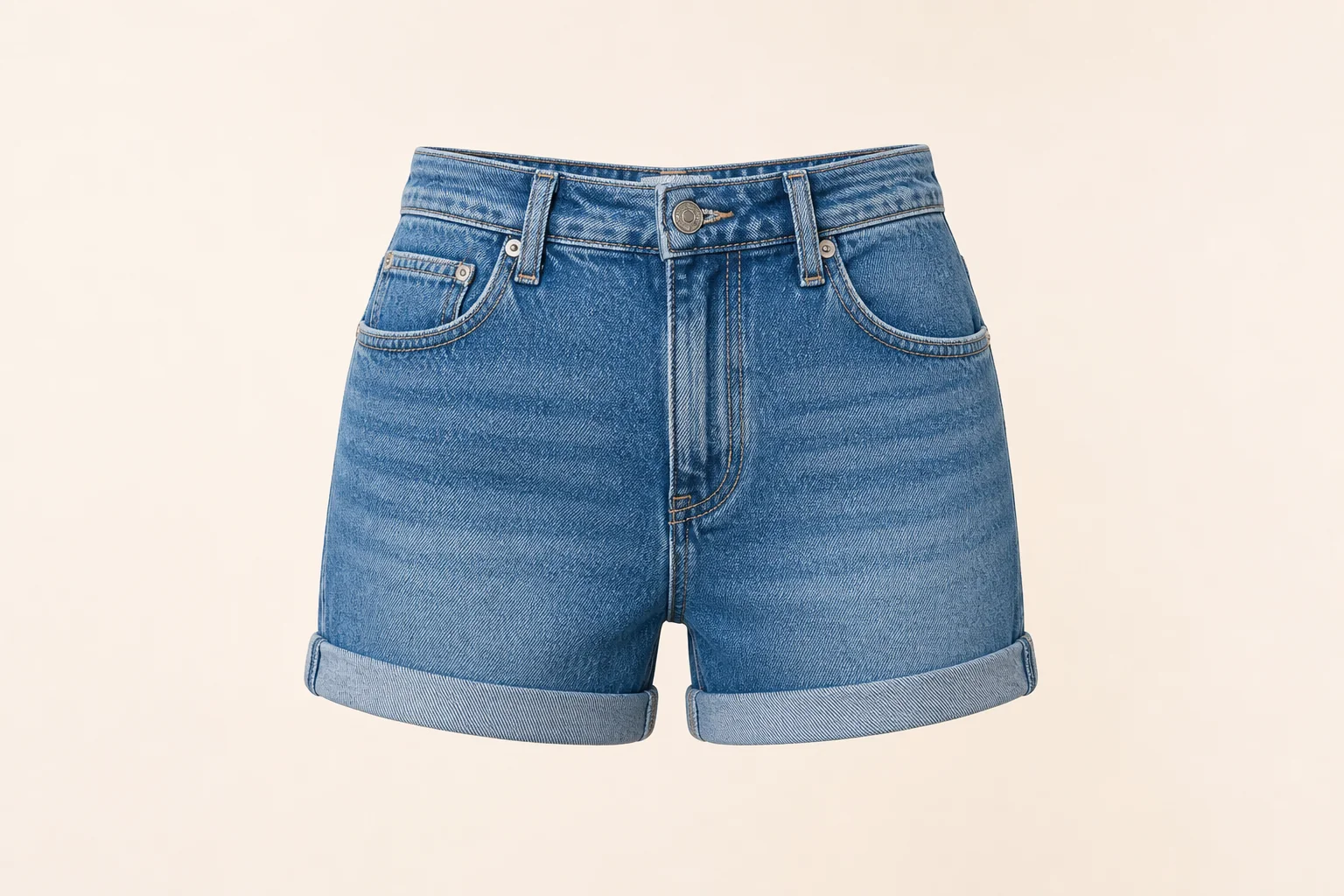 Mid wash denim shorts