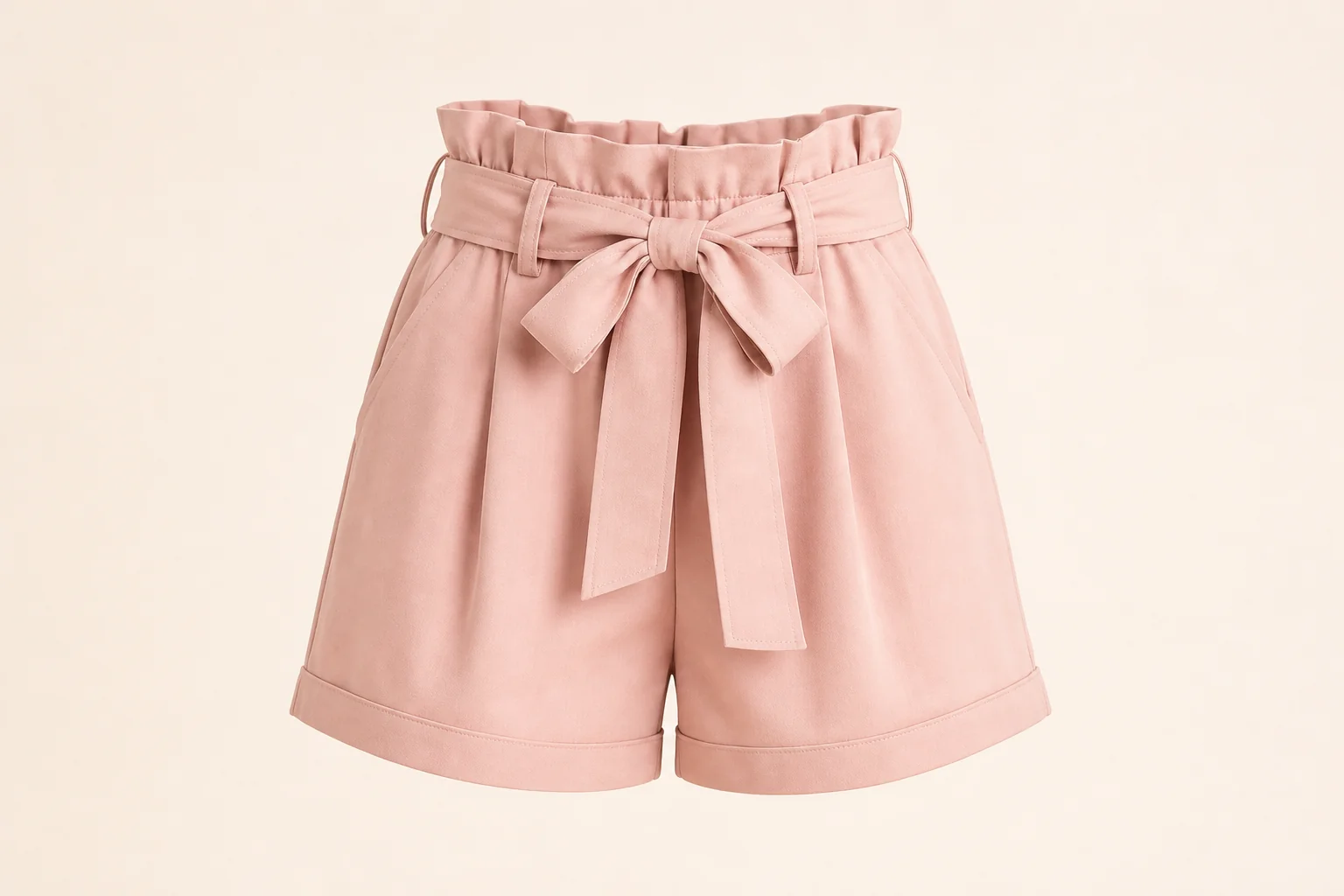 Blush paperbag waist shorts