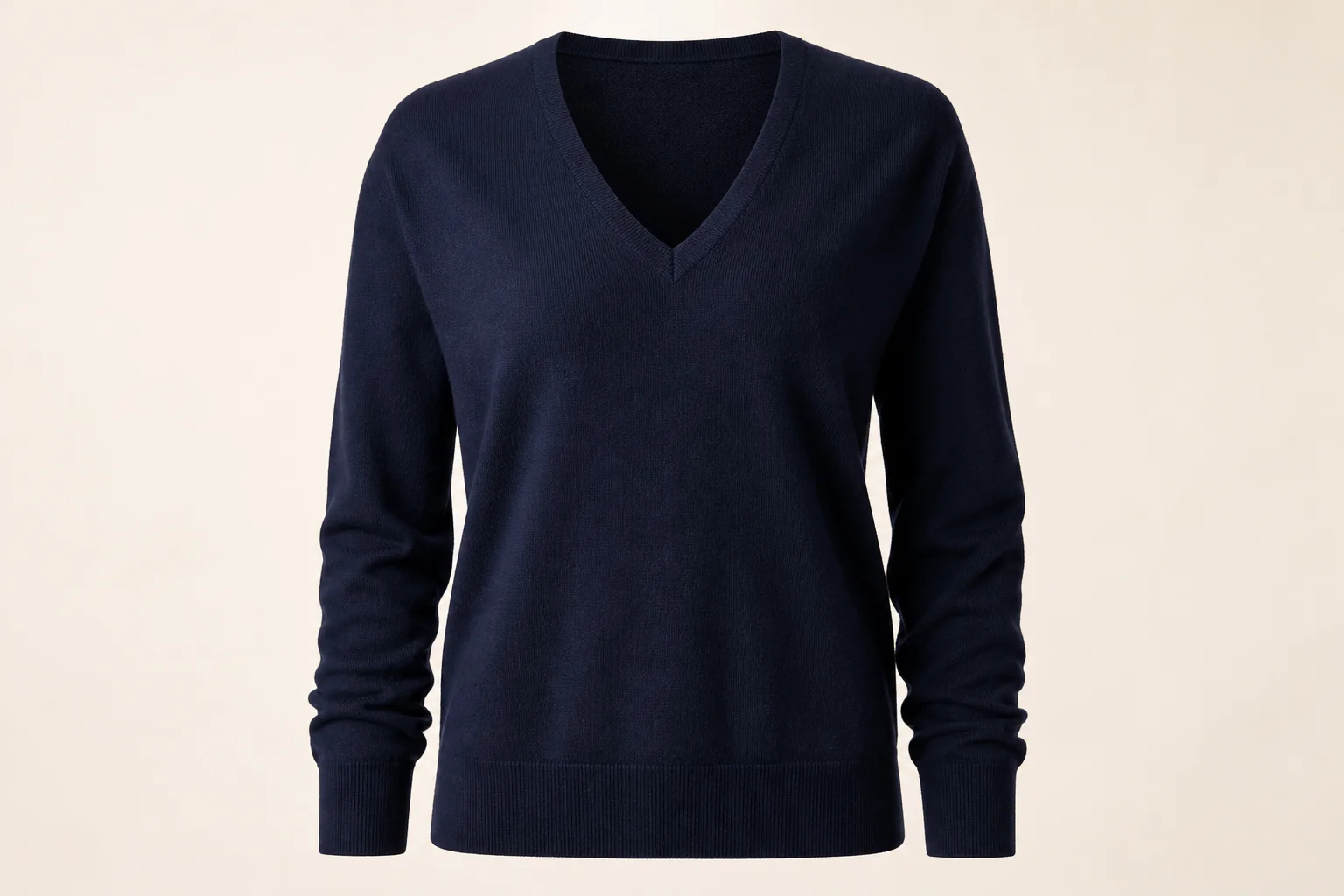 Navy merino v-neck sweater