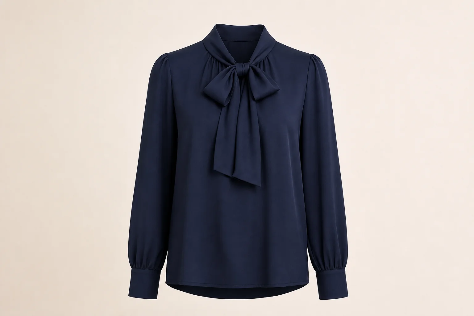 Navy bow blouse on mannequin