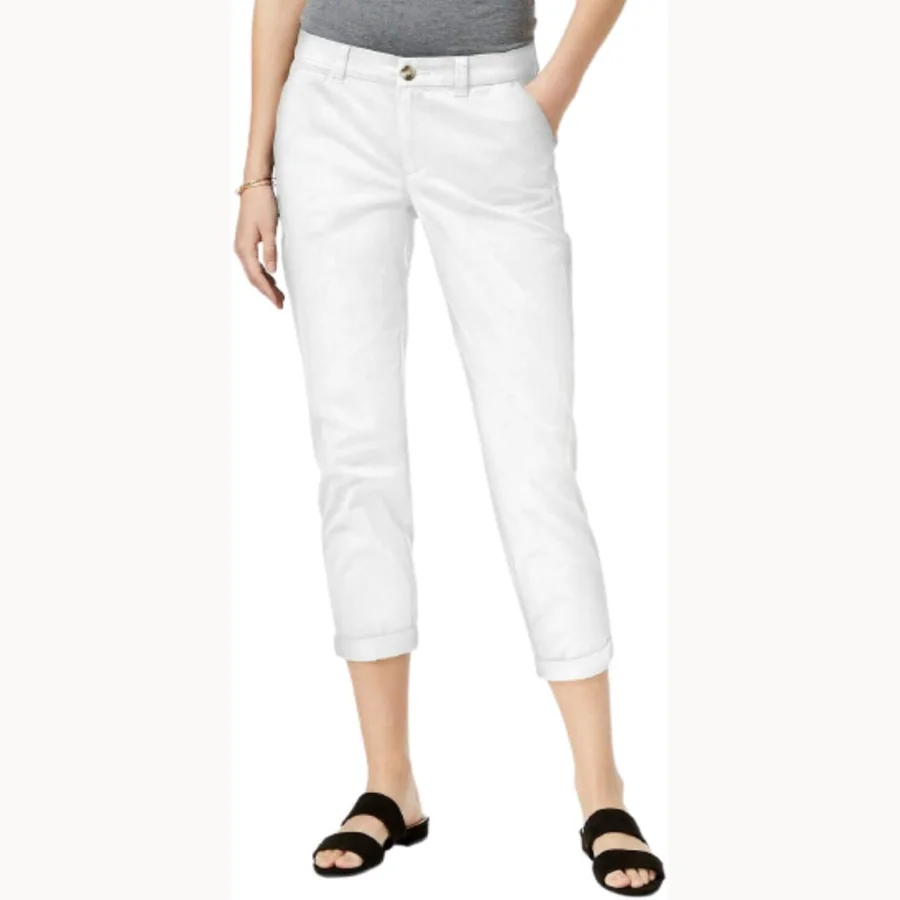 Maison Jules Lou Lou cuffed ankle pants in bright white
