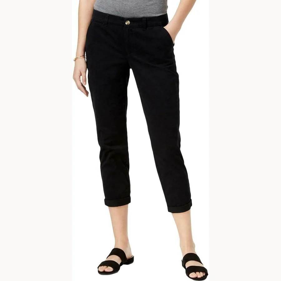 Maison Jules Lou Lou mid-rise cuffed ankle pants in navy