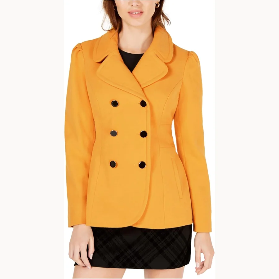 Maison Jules double-breasted peacoat jacket in yellow