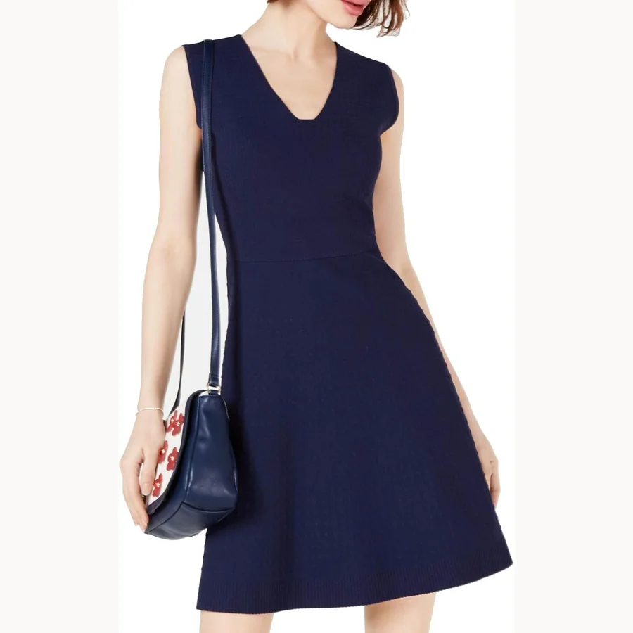 Maison Jules navy sleeveless fit and flare dress