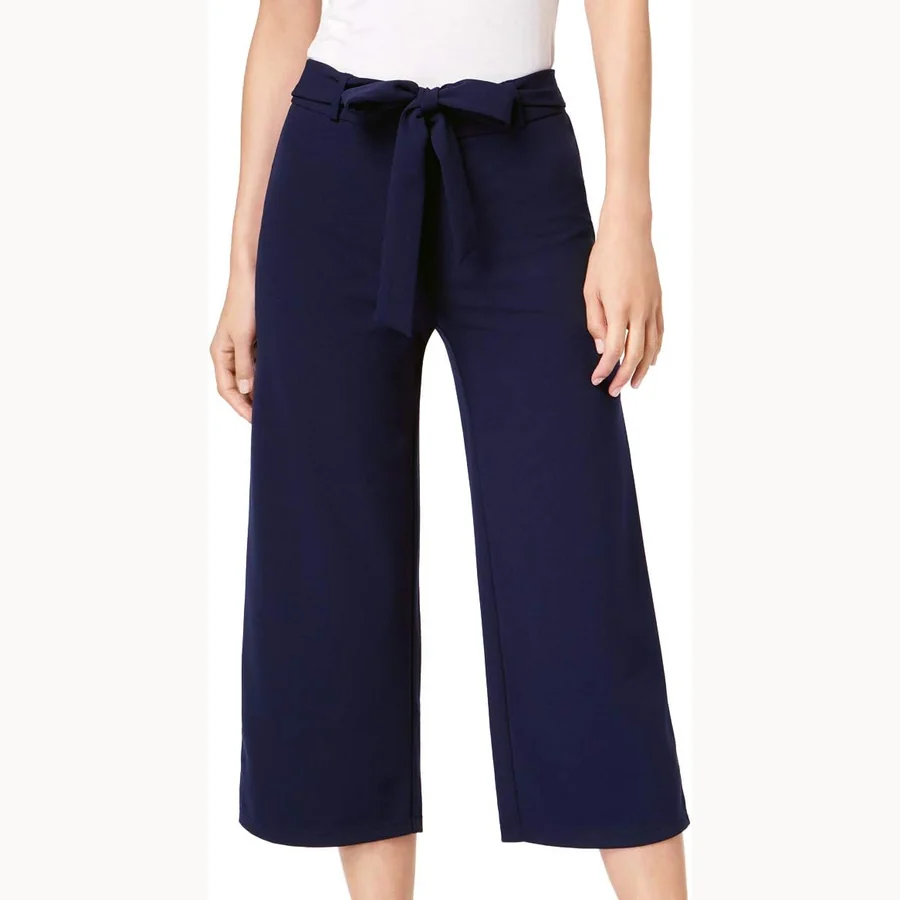 Maison Jules pull-on tie-waist cropped pants in blue notte